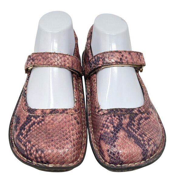 Alegria Womens Pink Belle Carmel‎ Snake Print Leather Mary Jane Shoes Size 38 - Picture 4 of 15
